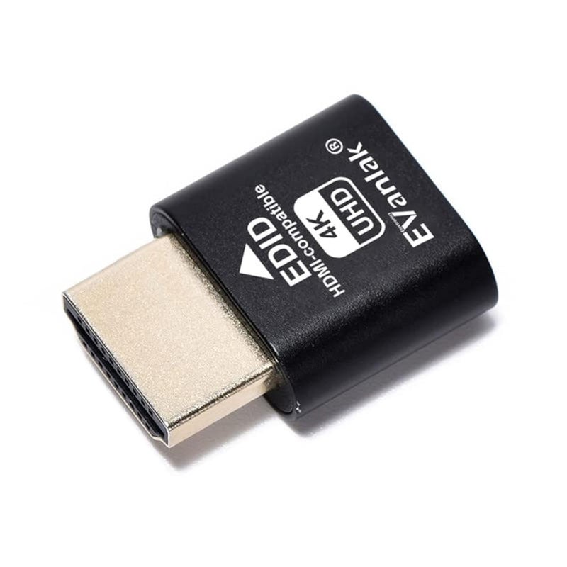 EVanlak HDMI Dummy Plug Headless Ghost Display Emulator Premium Aluminum PCï¼ˆFit Headless-3840x2160@60H New 3RDï¼‰-1Pack - Image 1
